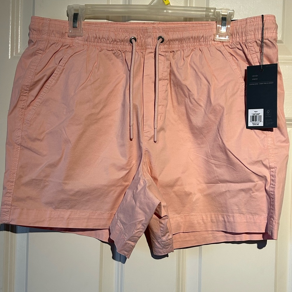 VRST Mens Easy Short 5" Inseam Relaxed Large Pink Crepe Pull On Drawstring NWT